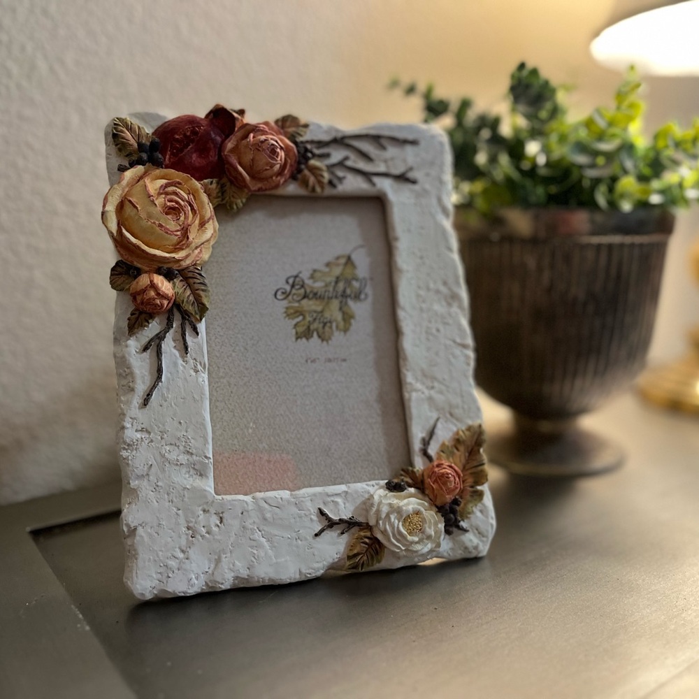 SOLD Floral White Picture Frame